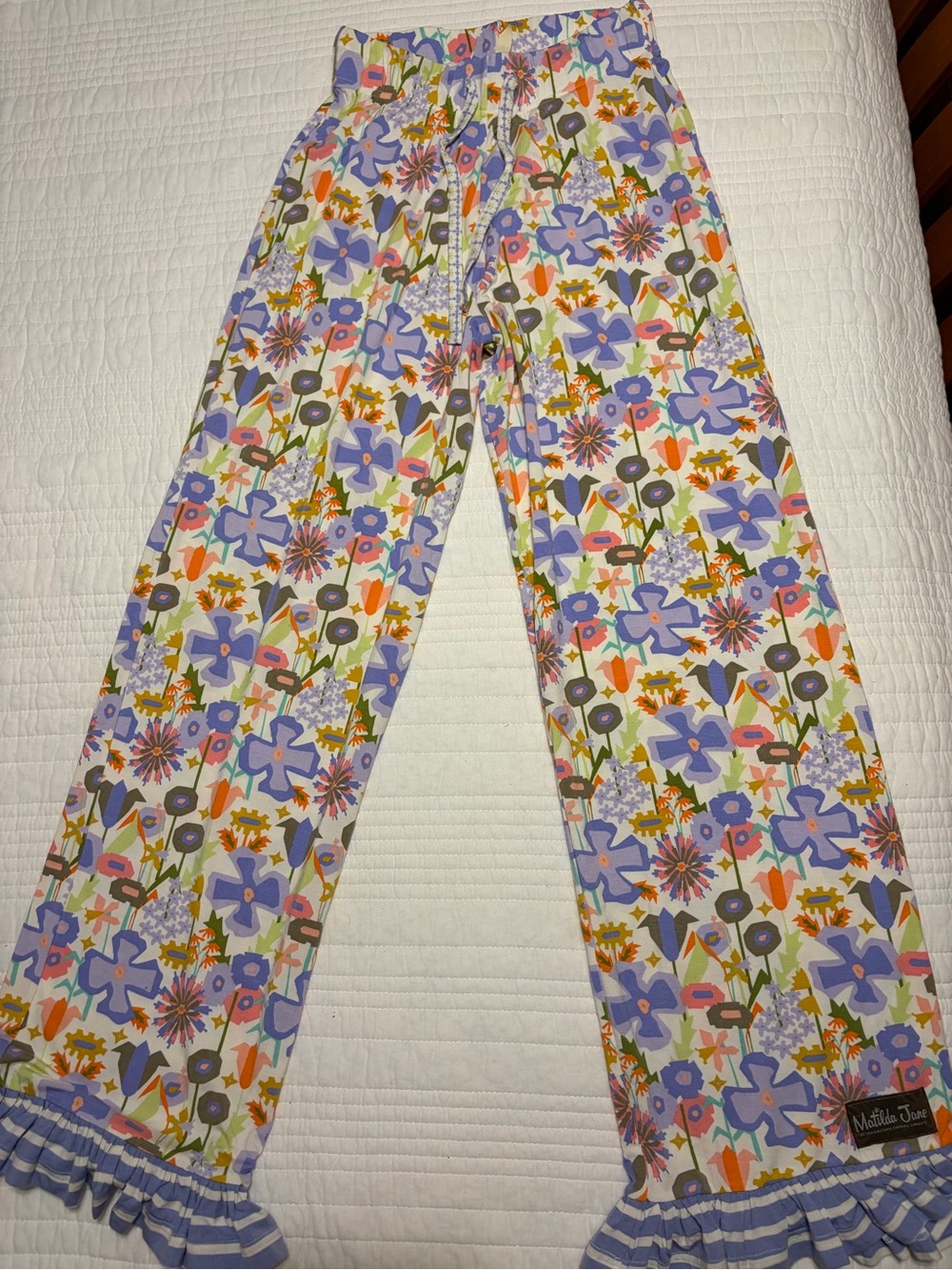 Matilda Jane Lavender Floral Straight-Leg Jeans with Ruffle Hem